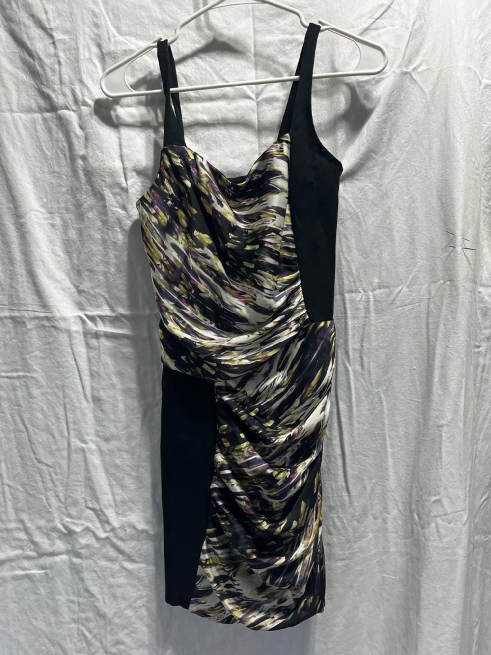 Jessica Simpson Black Multicolor Draped Midi Dress